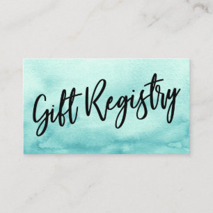 Casual Handwriting Teal Watercolor Gift Registry Enclosure Card