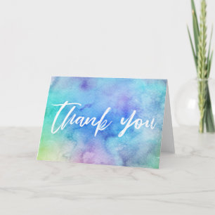 Casual Handwriting Thank You Colourful Watercolor  Card