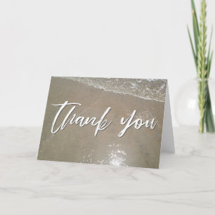 Casual Handwriting Thank You Sand and Ocean Foam Card