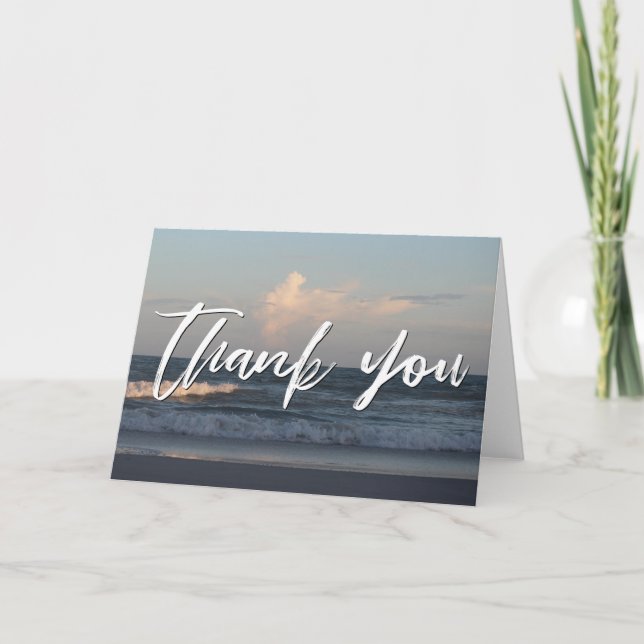 Casual Handwriting Thank You Topsail Beach Waters Card (Front)