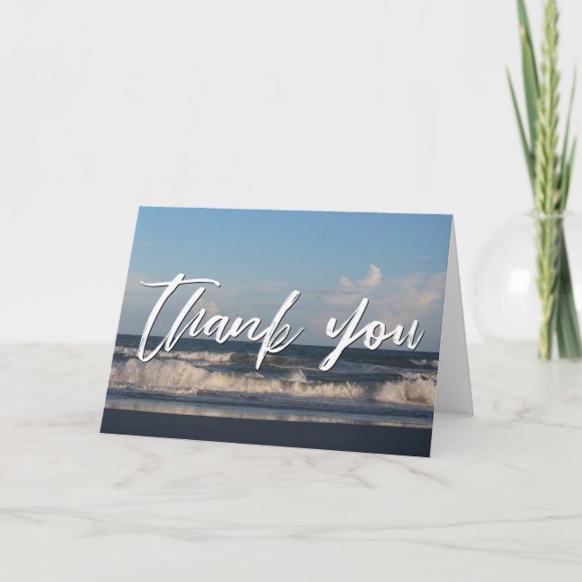 Casual Handwriting Thank You Topsail Beach Waters Card (Front)