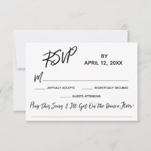 Casual Handwriting Wedding RSVP with Song Request Card