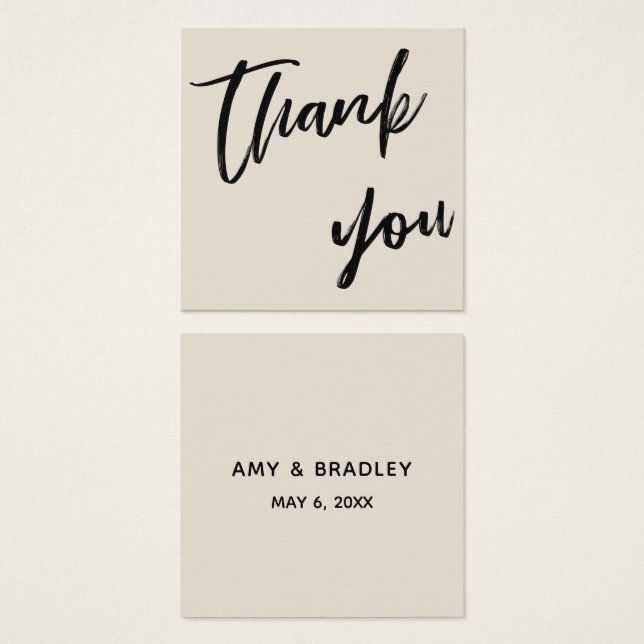 Casual Handwriting Wedding Thank You Favour Cream (Front & Back)