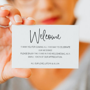 Casual Handwriting Wedding Welcome Gift Bag Basket Place Card