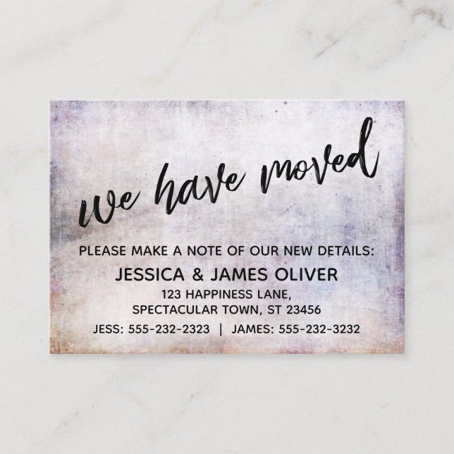 Casual Handwriting We've Moved Pretty Grunge Card (Front)