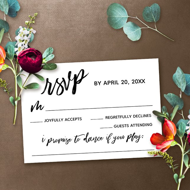 Casual Handwriting with Song Request Wedding RSVP Card (Creator Uploaded)