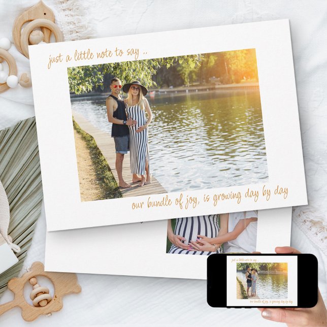 Casual Handwritten Note to Say 2 Photo Pregnancy Announcement (Creator Uploaded)