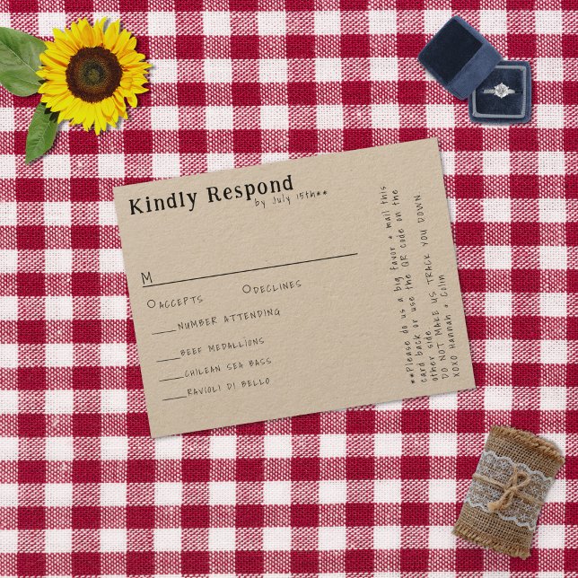 Casual Handwritten Typography Kraft Menu RSVP Card (Creator Uploaded)