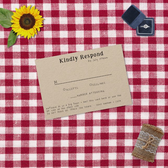 Casual Handwritten Typography Kraft RSVP Card (Creator Uploaded)