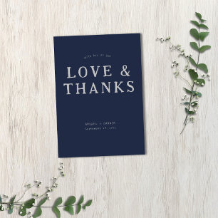 Casual Handwritten Typography Silver Foil & Navy Thank You Card