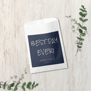 Casual Handwritten Typography Silver & Navy Favour Bag