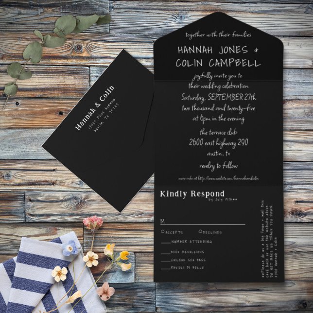 Casual Handwritten Typography White & Black All In One Invitation (Creator Uploaded)
