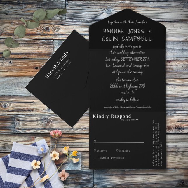 Casual Handwritten Typography White & Black All In One Invitation (Creator Uploaded)