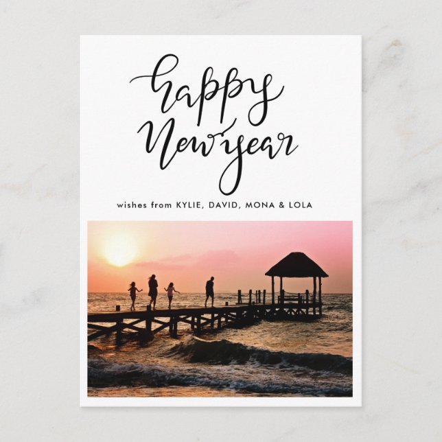 Casual Happy New Year Handwritten Holiday Photo (Front)