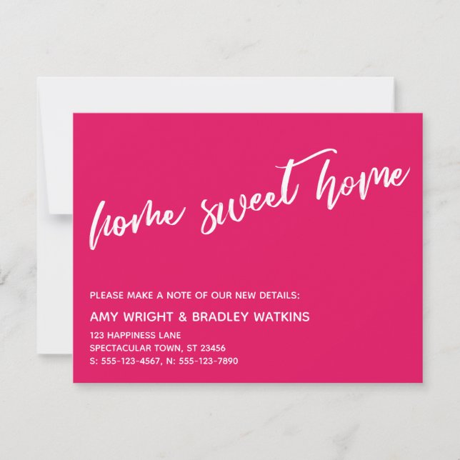 Casual Home Sweet Home New Address Raspberry Card (Front)