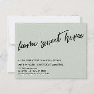Casual Home Sweet Home Sage Green New Address Card