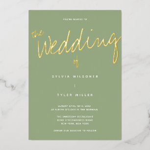 Casual Modern Gold Sage Typography Wedding
