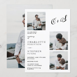 Casual modern minimalist initials photo wedding invitation