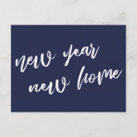 Casual Navy Blue New Year New Home Announcement