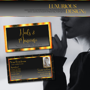 Casual Orange Frame and Black Gradient with Photo Business Card