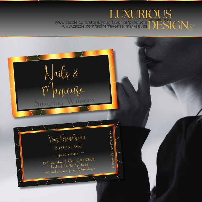 Casual Orange Frame Black Gradient Luxury Identity Business Card (Creator Uploaded)