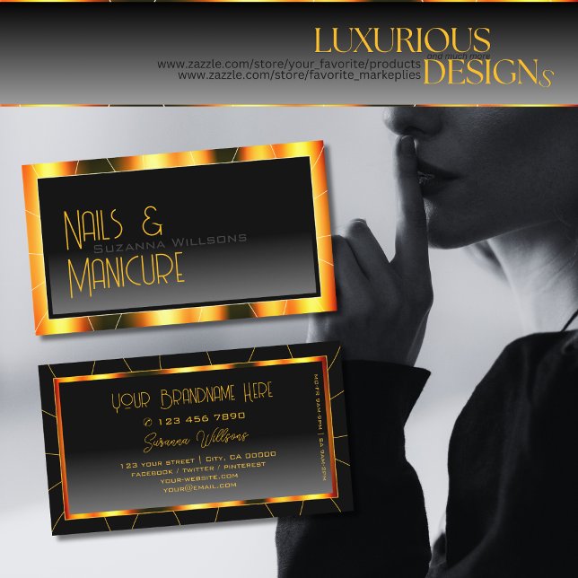 Casual Orange Frame Black Gradient Stylish Modern Business Card (Creator Uploaded)