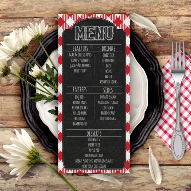 Casual Outdoor BBQ Grilling Party Chalkboard Sign Menu (Creator Uploaded)