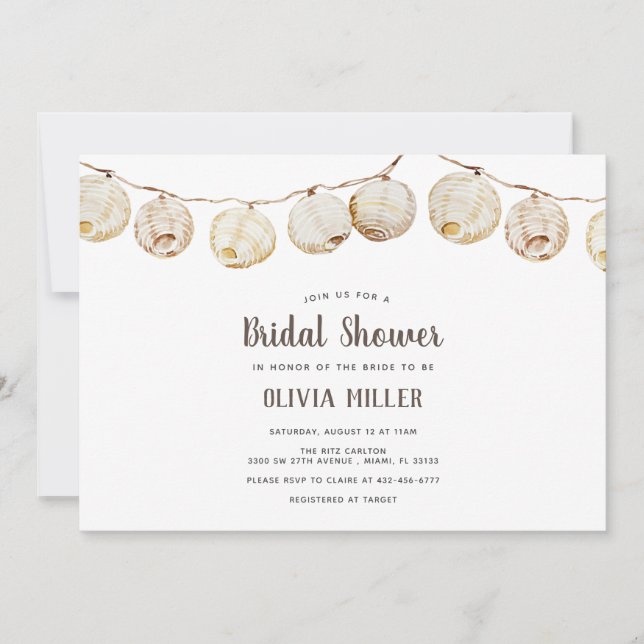 Casual Paper Lanterns Bridal Shower Invitation (Front)