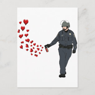 Casual Pepper Spray Cop with Hearts in Colour Postcard