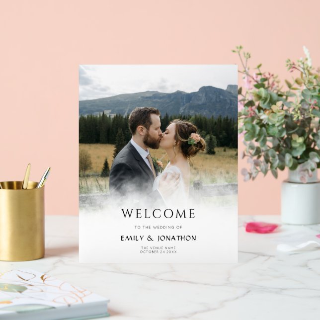 Casual Photo Overlay Script Welcome to Wedding Acrylic Sign (Wedding)