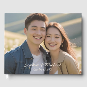Casual Photo Wedding Guest Book  Template Custom
