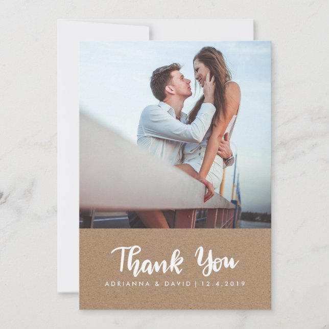 Casual Photo Wedding Thank You Kraft Paper (Front)