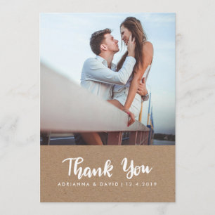 Casual Photo Wedding Thank You Kraft Paper Card