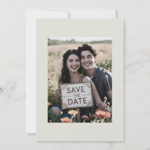Casual Photographs Wedding Save the Date Off White
