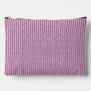 Casual Pink Corduroy Stripe Pattern Accessory Pouch