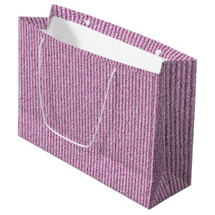 Casual Pink Corduroy Stripe Pattern Large Gift Bag