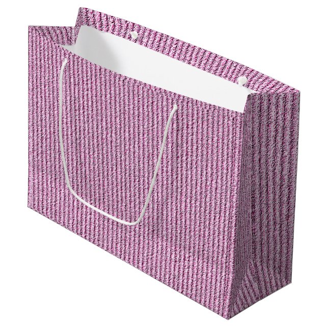 Casual Pink Corduroy Stripe Pattern Large Gift Bag (Front Angled)