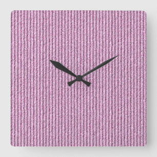 Casual Pink Corduroy Stripe Pattern Square Wall Clock