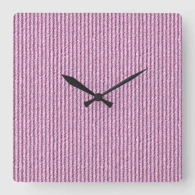 Casual Pink Corduroy Stripe Pattern Square Wall Clock (Front)