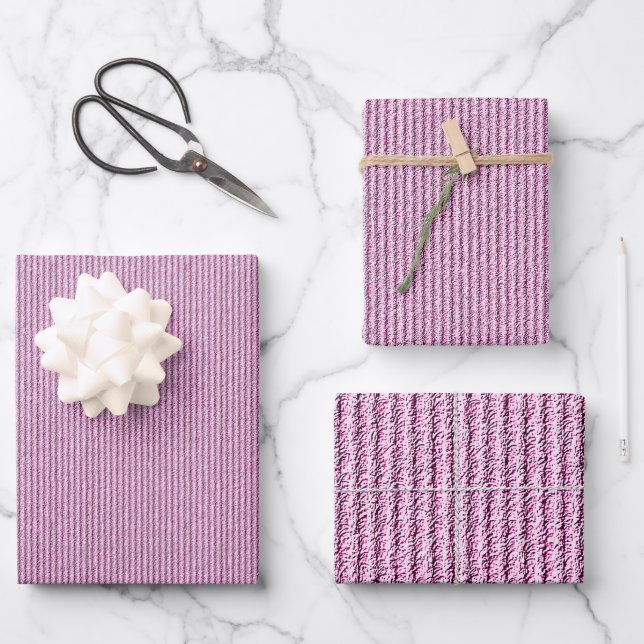 Casual Pink Corduroy Stripe Pattern Wrapping Paper Sheet (Front)