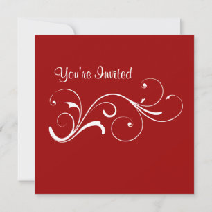 Casual Red Swirl Invitation