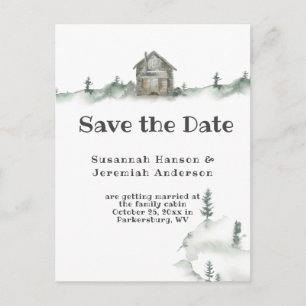 Casual Rustic Family Cabin Save the Date   Announcement Postcard