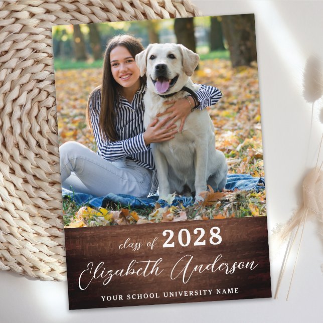Casual Rustic Photo Wood Graduation Invitation (Creator Uploaded)