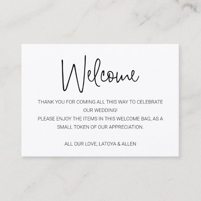 Casual Rustic Wedding Welcome Gift Bag Basket Place Card (Front)