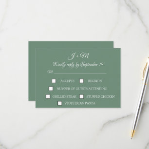 Casual Sage Green Simple Modern RSVP Card