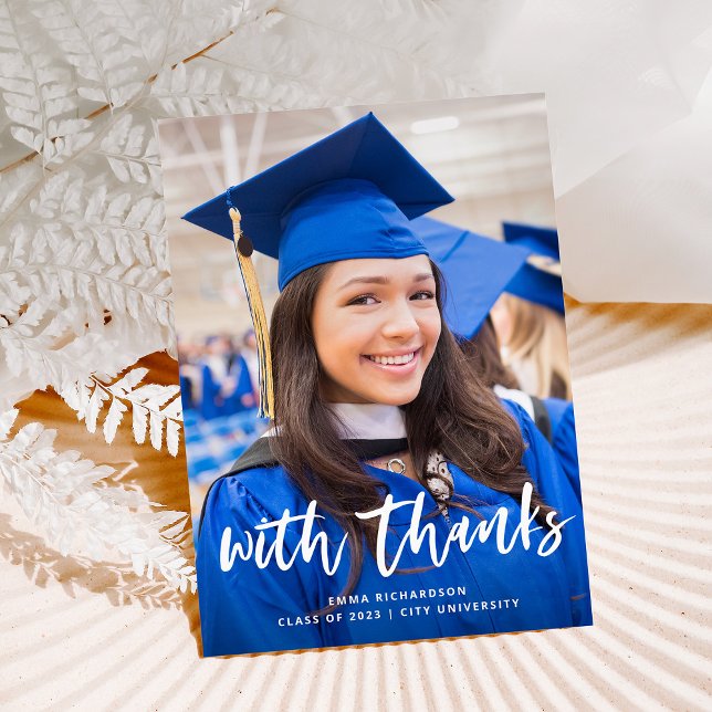 Casual Script and Graduation Photo Thank You Card (Creator Uploaded)