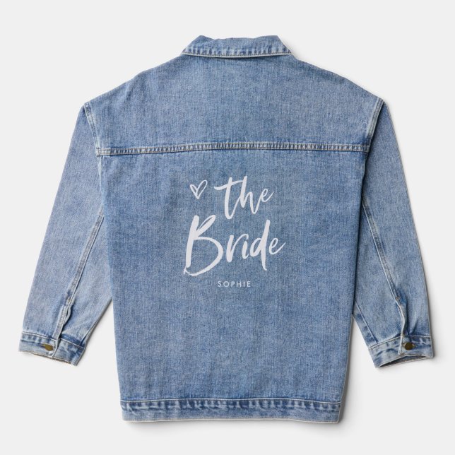 Casual Script and Heart | Chic Simple Bride Denim Jacket (Back)