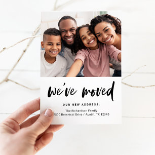 Casual Script and Photo Moving Announcement Postcard