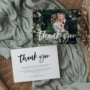 Casual Script and Photo Wedding Thank You Card