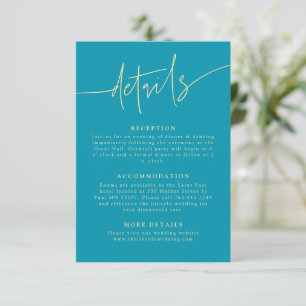 Casual Script Aqua Blue Wedding Details Enclosure Card